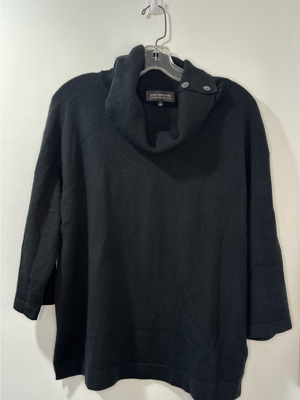 Jones New York Women’s Black Cashmere Cowl Neck Sweater Size L